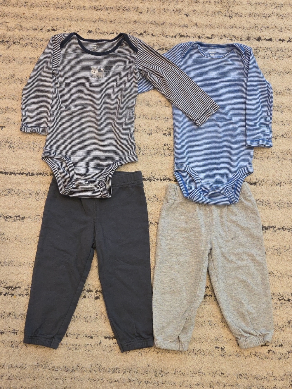 Carter's Navy and Light Blue Striped Long-Sleeve Onesies & Pants Sets Size 18M